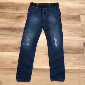 Diesel Denim Sweatpants Men 32 Blue Krooley BN-NE Taper Joggers Destroyed
